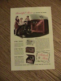 1946 advertisement MOTOROLA RADIO home & car BEAUTIFUL MUSIC 