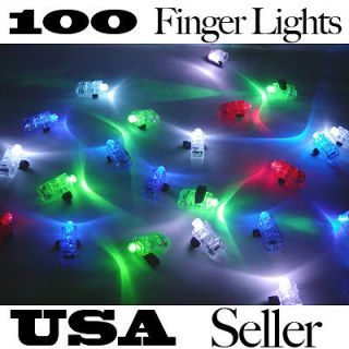 100 DJ Toy LED Finger Light Rave Ring Party Supply S7