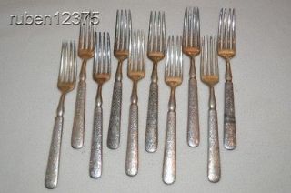 10 Antique R. Wallace 1835 Dinner Forks w/ 1907 Pat. Date, Silverplate 