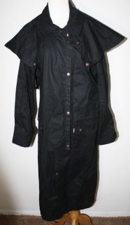 KAKADU Black OilCloth Long Drover Trench LS Coat Jacket Unisex L