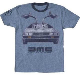 New Licensed Delorean Motor Co. GullWing Lightweight Adult Ringer T 