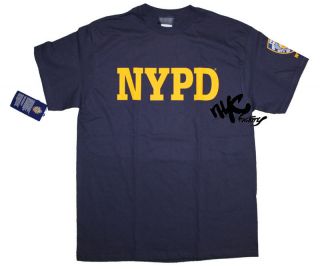 NYPD NAVY BLUE SLEEVE BADGE NEW YORK POLICE DEPARTMENT T SHIRT TEE MEN 