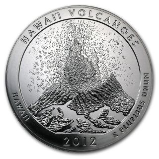 2012 5 oz Silver ATB Coin Hawaii Volcanoes, Hawaii   America the 