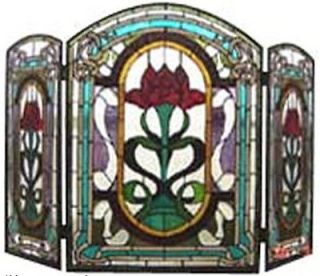 Elegant Tiffany Stained Glass Fireplace Screen   NEW LOWER PRICE