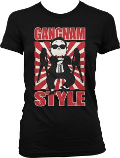 Gangnam Style Cartoon Psy With Dance Girls Funny Design Graphic 