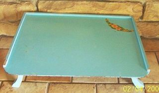BED TRAY TABLE BLUE SHABBY FLORA DECAL LAP DESK SERVER VINTAGE Free 