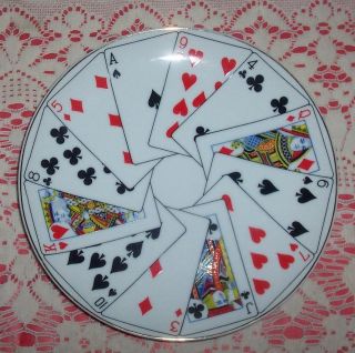 Horchow Dessert Plate Playing Card Design Poker Unique and Fun Made 