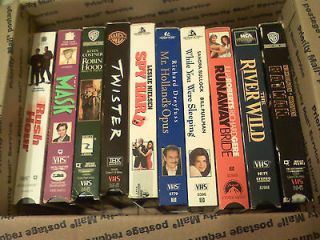 Box Full of 10 VHS Tapes Wholesale LOT Batman Runaway Bride Rush Hour 