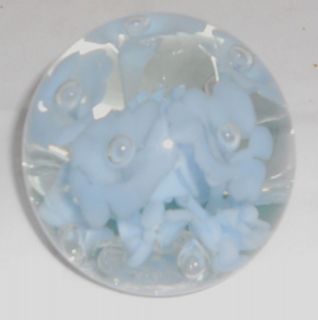 Monty Dunlavy Clear & Pale Blue Paperweight 3 1/2 W x 3 T