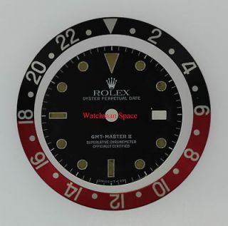   Mens Rolex GMT Master II Black Dial & OEM Blk/Red Insert for S/S #S1
