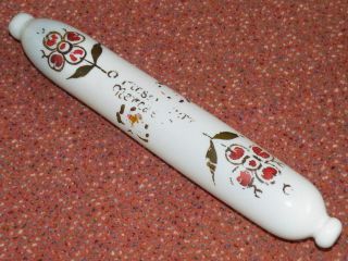  Milk Glass Rolling Pin, 39 cm long, 6 cm diameter, Flowers