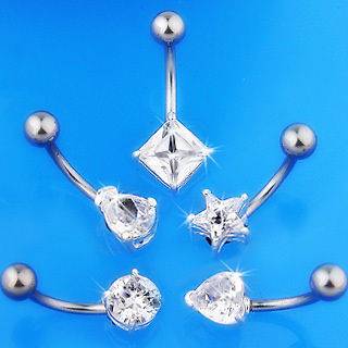 Clear Crystal Gem Navel Belly Bar   Pick Your Style