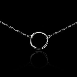   Silver Circle of Life Hefty Ring Pendant Necklace (Belcho USA184