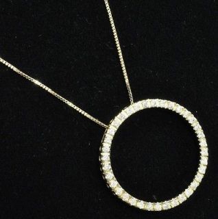   14K Yellow Gold .50 CT Diamond Eternity Circle Pendant Necklace 19