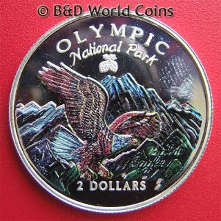 COOK ISLANDS 1996 $2 SILVER PROOF MULTI COLORED EAGLE OLYMPIC PARK 