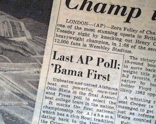 1961 Newspaper ALABAMA CRIMSON TIDE Coach Bear Bryant 1st College 