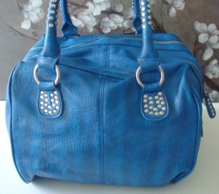 NWT ~ REVOLUTION by EDWIN ~ Large BLUE Box Satchel Handbag Shoulder 