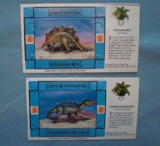 Burger King 1987 Pop up Dinosaur Cards 2 different