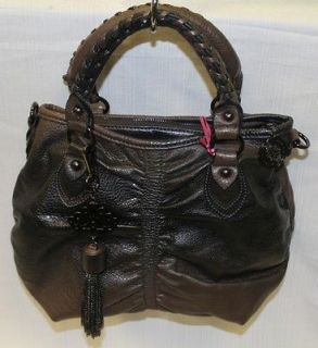 FORNARINA Queen Brown/Black Medium Hobo Bag Handbag w/Keychain NWT 
