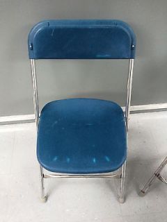 Used Blue/Chrome Folding Chairs. Sold in lots of 5.