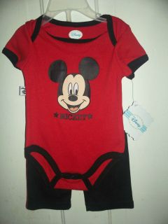 Infant Boys Disney Mickey Mouse One Piece Bodysuit & Pants Outfit Set 