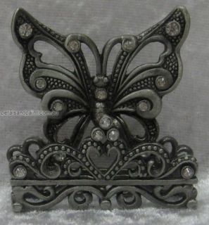  Butterfly With Diamontes Business Card Holder Display Stand New