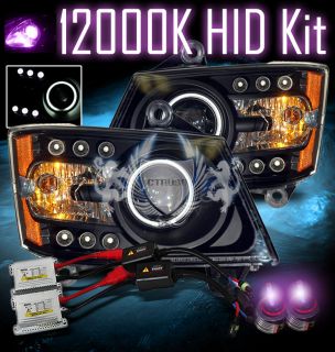 12000K HID 08 10 Dodge Grand Caravan CCFL Halo Projector LED Black 