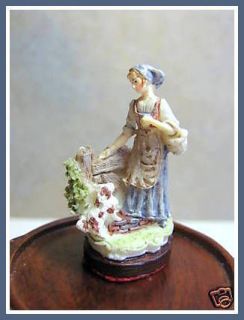 Dollhouse Miniature 112 Scale Resin Woman with Dog Figurine