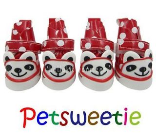   NEW Red Panda with White Dots Anti slip Waterproof Dog Boots Shoes