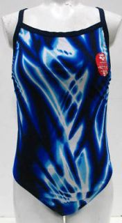 Arena Myele High FL Competition Swimsuit Womens Size 38 Denim/Fast 