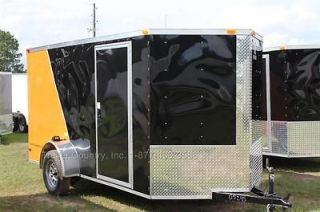   6x12 6 x 12 V Nosed Enclosed Cargo Motorcycle Trailer Ramp & Side Door