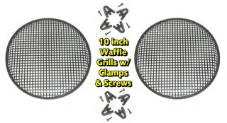 Pair (2) 10 inch Woofer Heavy Duty Steel Waffle Grills Audio Speaker 