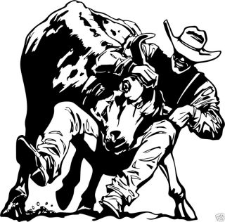Steer Wrestling Decal #02 Western,Rodeo Decals, Bull 8