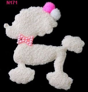 8pcs nice lovely Labradoodle dog Plush pearl stereo applique N171