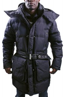 Sean John Mens Stadium Snorkel Toggle Jacket Trench Coat Faux Fur
