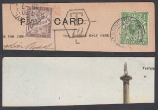 1911 1/2d Downey Head; France Postage Due; Piece