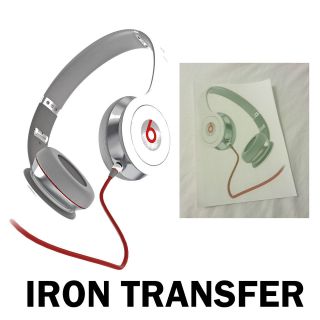 Dr Dre Beats Headphones White Iron On T Shirt Transfer PREMIUM Quality 