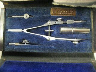 Small Vintage CHARVOZ Drafting Kit / Protractor w/ Leads
