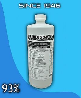 Sulfuric Acid 93% Quart bio diesel drain cleaner Technical Grade