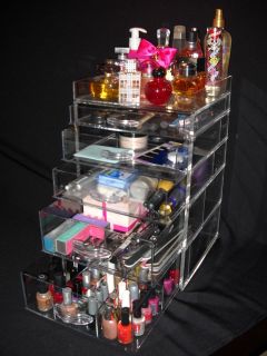 CLEAR ACRYLIC MAKE UP ORGANIZER WITH  & FREE DIVIDERS