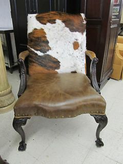 Drexel Heritage Arm Chair Hair on Hide Leather Occasional Chair King 
