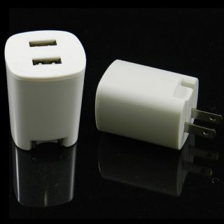 White Dual USB Port Wall Home Charger Adapter For Most Samsung Phone 
