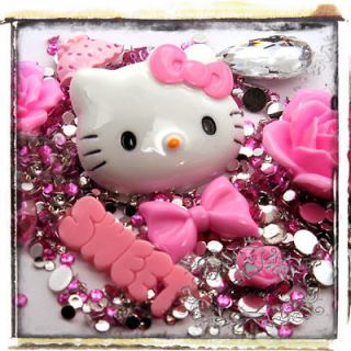 Pink Hello Kity Bling Case DIY Kits w Hard Skin Back Cover For Sprint 