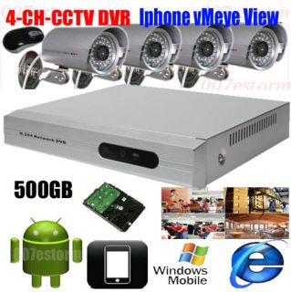   264 CCTV REAL TIME STANDALONE DVR with 4 CAMERAS KIT + 500GB HDD