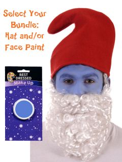   Beard + Optional Facepaint Gnome Santa Dwarf Elf Fancy Dress Accessory