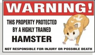   DECAL trained HAMSTER pet for cage door bumper or window sticker