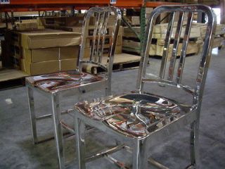 Emeco Navy Chairs   Set of 2   Hand Polished Aluminum