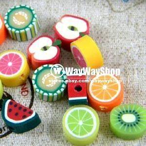1000 X Nail Art Cane mixed fimo Polymer Clay Fruit Spacer Beads GGGGG