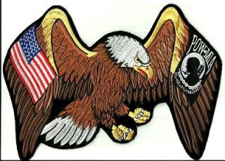   On Patch of a Flying Eagle With a USA Flag & POW Flag on the Wings