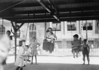 early 1900s photo N.Y. Playground Vintage Black & White Photograph a2